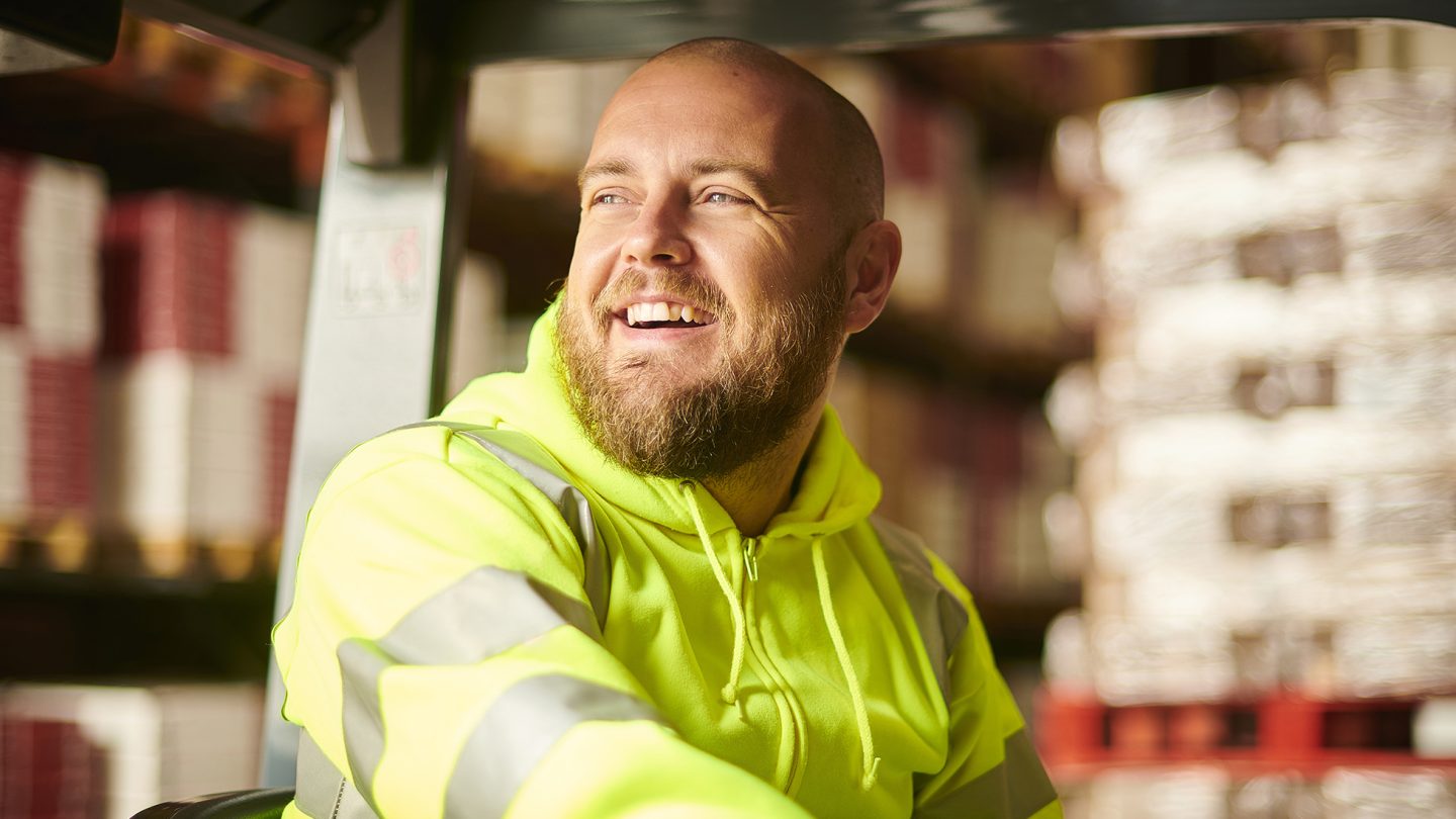 Man in a forklift