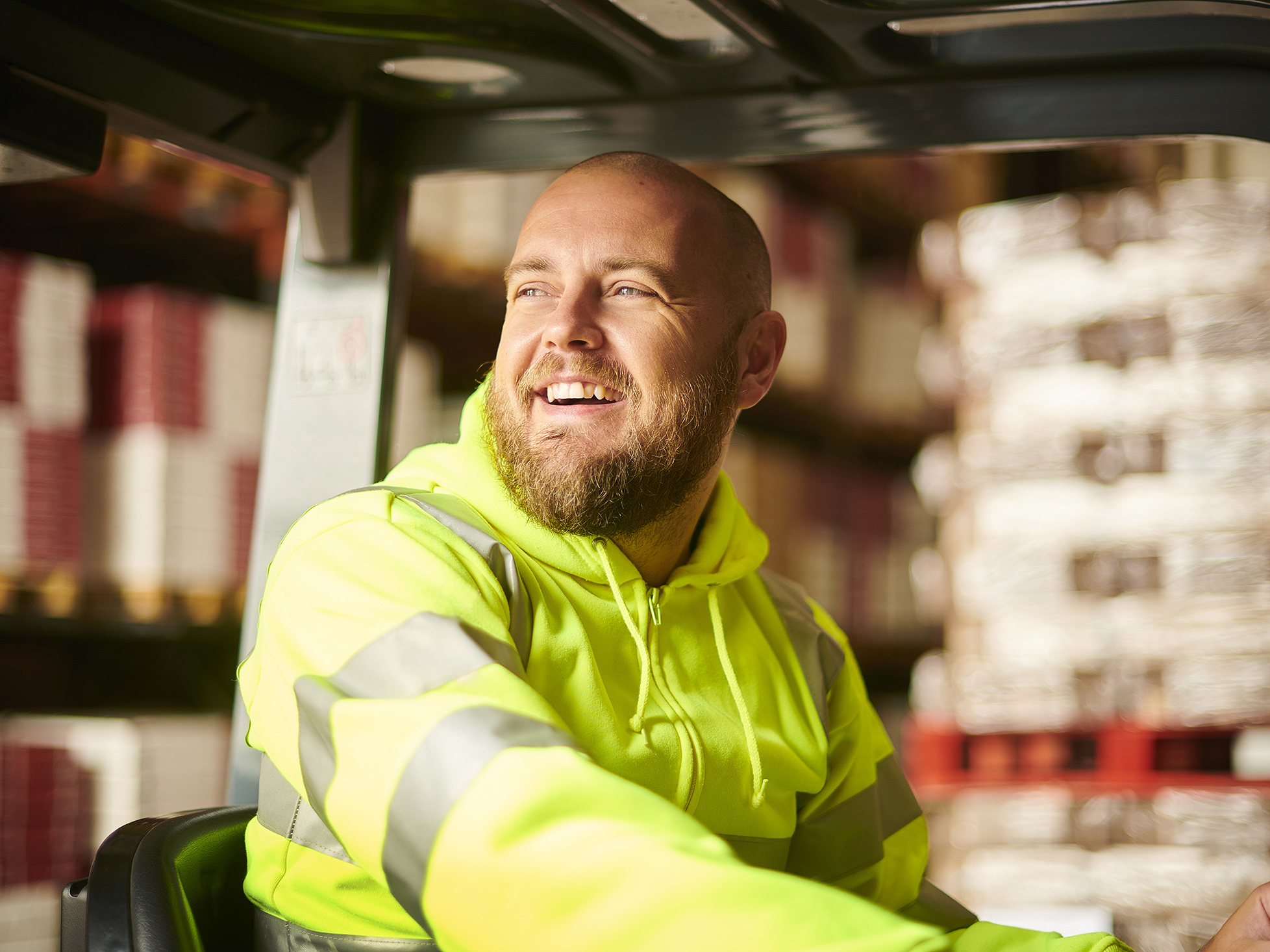 Man in a forklift